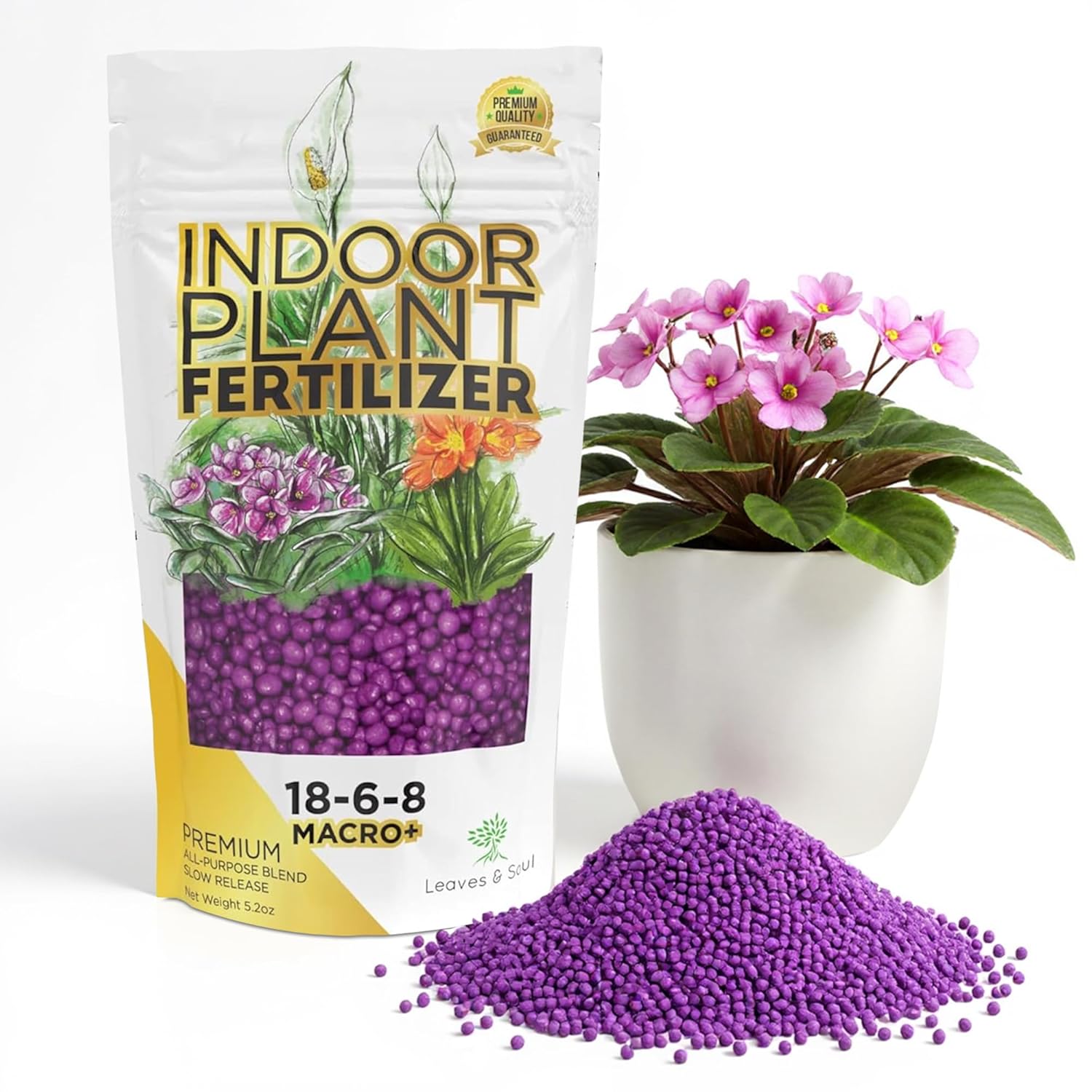 Leaves and Soul Orchid Fertilizer Pellets |13-11-11 Slow Release Pellets for Seedlings and Mature Plants | Multi-Purpose Blend & Gardening Supplies, No Fillers | 5.2 oz Resealable Packaging