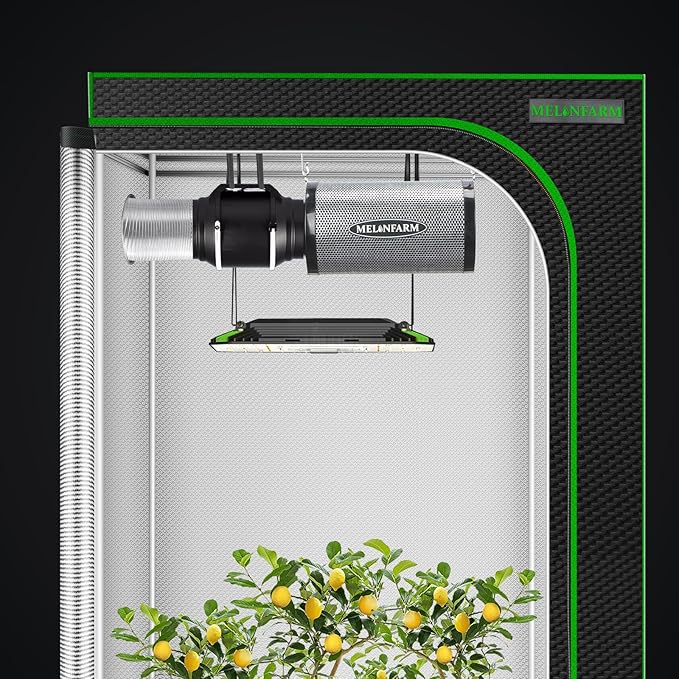 MELONFARM Air Filtration Kit 4", Built-in 14cm Fan Low Nois Carbon Filter with 12-Speed Controller, 8' Ducting & 6" Vent Cover, Cooling & Ventilation System for Grow Tents, Indoor Gardening 4" x 11"