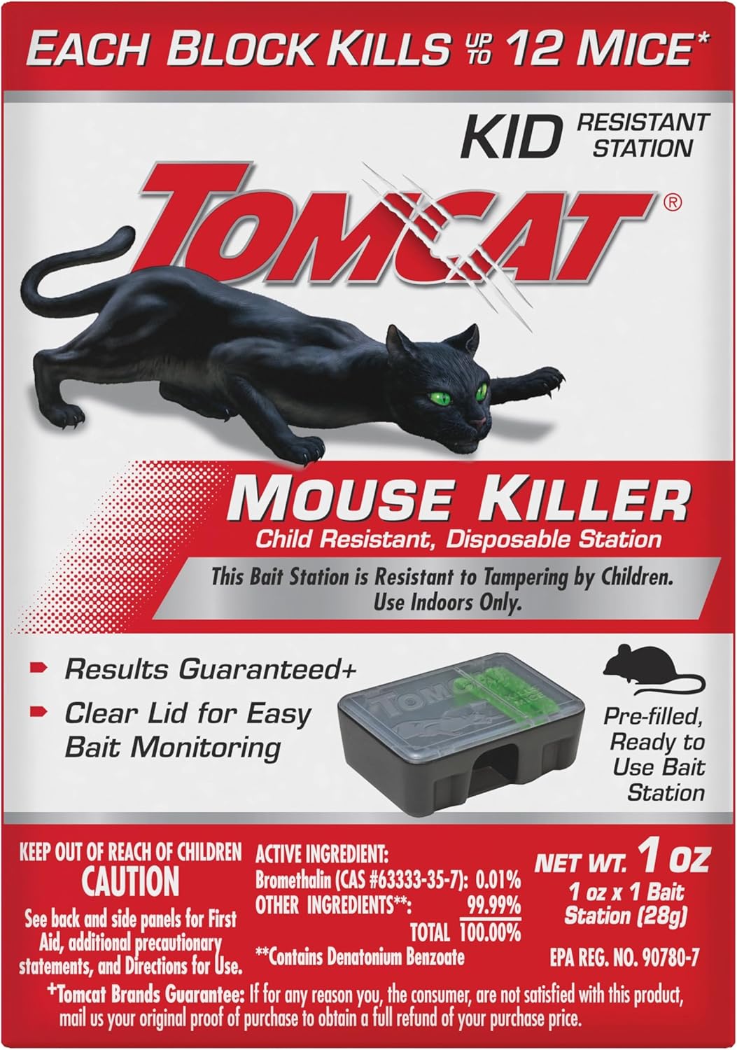 Tomcat Mouse Killer Child Resistant, Disposable Station, 2 Pre-Filled Ready-To-Use Bait Stations