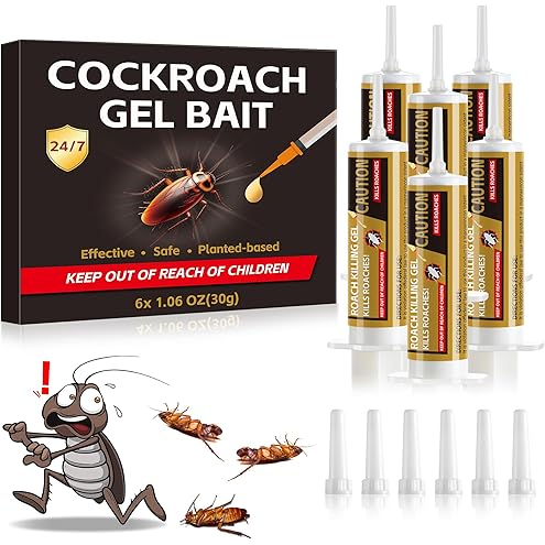 Ready-to-Use Cockroach Gel Bait, Roach Killer Indoor & Outdoor, Effective Cockroach Control - 4 Tubes x 30 Grams