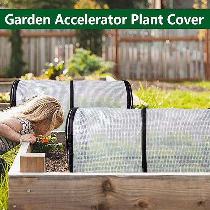 2 Pcs Garden Rows Plants Cover- Garden Beds Vegetable Rows Plant Protector- Plant Net Cage Guard Greenhouse Cover with Ground Nails for Protecting Vegetables Fruits Seedlings Flowers from Animals