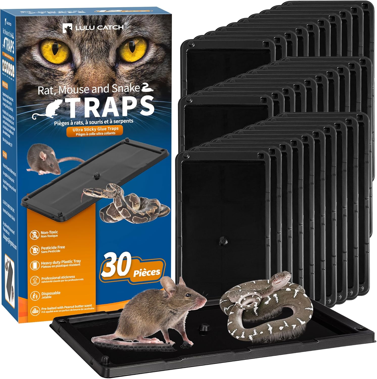LULUCATCH Mouse Traps, 12 Pack Glue Traps, Pre-Baited Non-Toxic Bulk Mouse Traps Indoor for Home, Rat Traps Indoor for Mole, Mice, Snakes, Rodents, Pet Safe Pest Control