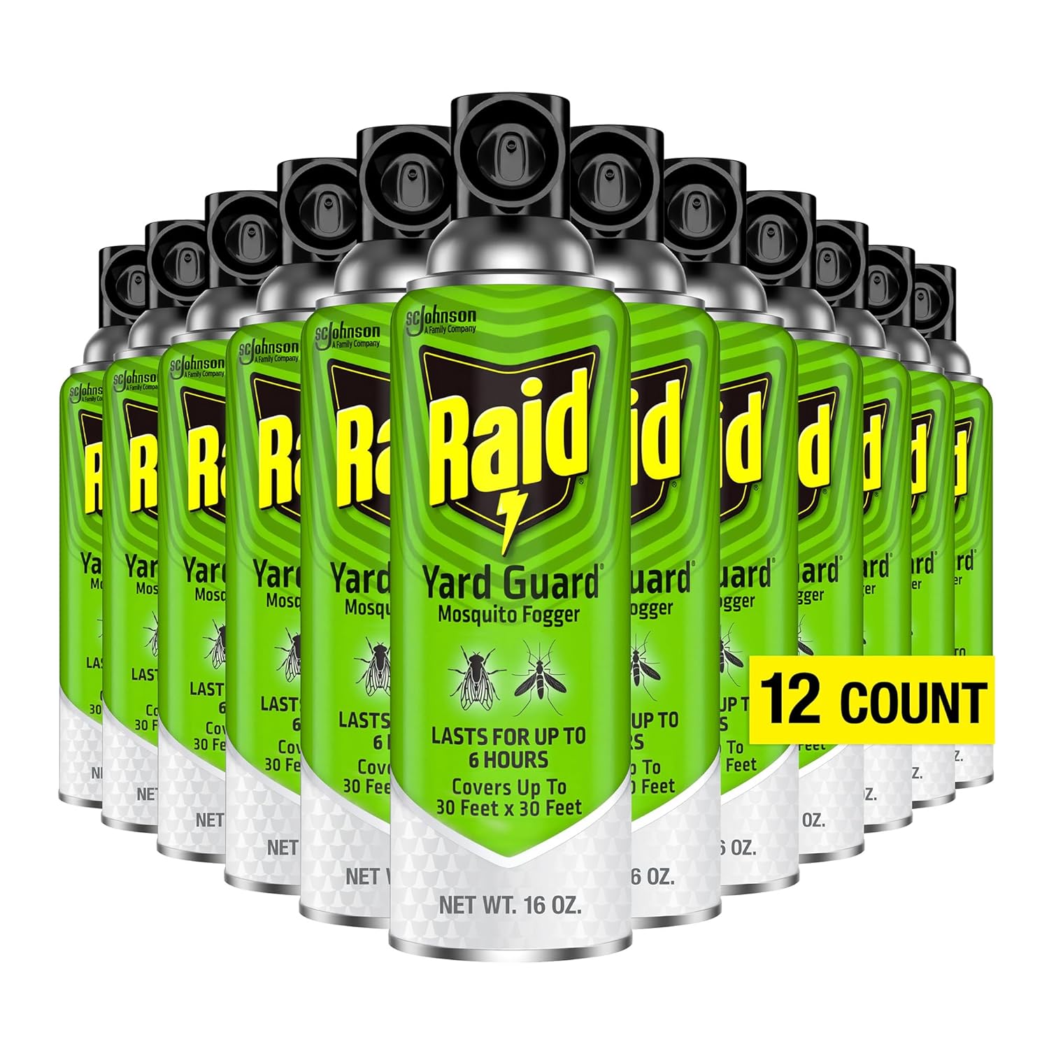 Raid Yard Guard Mosquito Fogger for Outdoor Yard Patio Deck and Garden Mosquito Control Aerosol Spray 16 Ounce (Pack of 12)