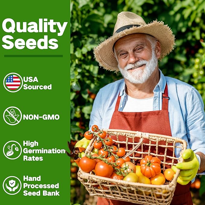 Lush&Dew Year-Round USDA Zone 7 Seed Bank, Gift for Mom Dad, 32 Varieties Non-GMO Heirloom Seeds of Vegetables Flowers, Gardening Gifts for Women Men, Survival Kit for Raised Garden Bed Greenhouse