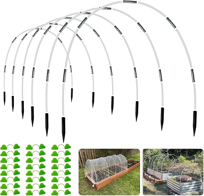 8FT Garden Hoops Grow Tunnel Kit - Rust-Free Fiberglass Frame for Raised Beds, 36pcs - DIY Plant Support for Garden Netting, Vegetable Garden Hoops Kit, Row Covers, and Greenhouse Protection