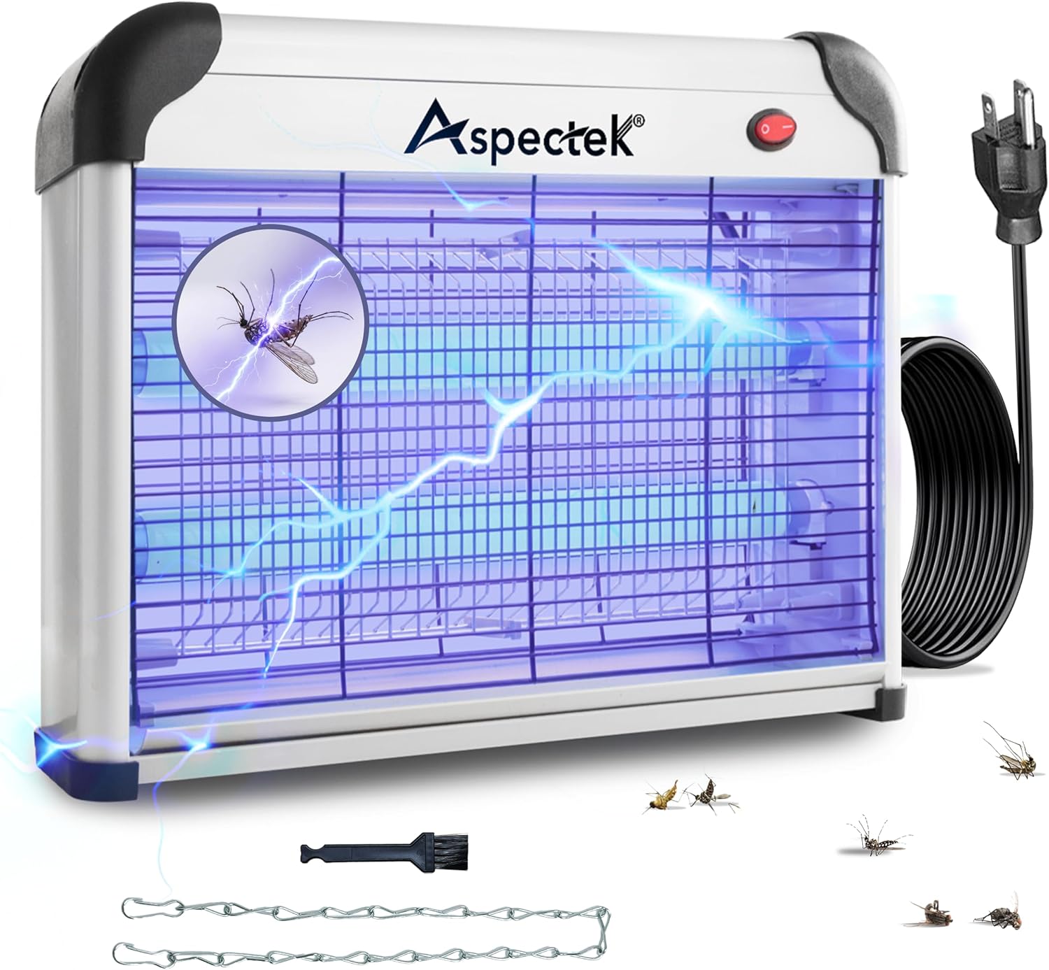 ASPECTEK 20W Indoor Bug Zapper, Insect Killer, Powerful UV Lamp Attracts Flying Insects Like Mosquito, Fungus Gnat, Moth, 2800V Includes 2 Replacement Bulbs