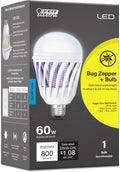 Feit Electric LED Bug Zapper Light Bulb, 60W Replacement, E26 Base, 700 Lumen, 2in1 Light Bulb and Zapper, 5000K Daylight, 15,000-Hour Lifetime, C60/950CA/BZ/LED