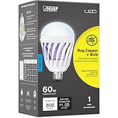 Feit Electric LED Bug Zapper Light Bulb, 60W Replacement, E26 Base, 700 Lumen, 2in1 Light Bulb and Zapper, 5000K Daylight, 15,000-Hour Lifetime, C60/950CA/BZ/LED