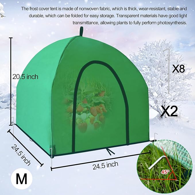 24.5″ *24.5″ *20.5″Mini Greenhouse Winter Plant Warm Covers - Raised Bed Cover for Seed Starting, Warm Tent Freeze Protection Humidity Domes for Gardening & Winter Shelter and Protecting Plants 2pcs