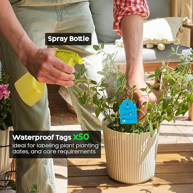 14PCS Garden Tool Set, Complete Garden Hand Tools with Extra 2 Grow Bags, 2 Grid Mats for Healthy Roots, Comfortable Kneeling Pad, 50 Waterproof Tags, Lockable Pruning Shear & Gardening Bag