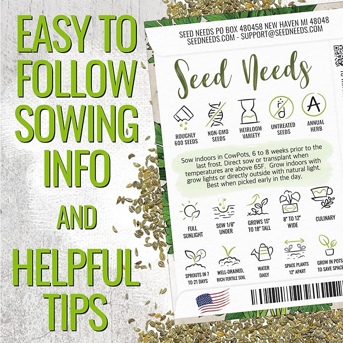 Seed Needs Italian Parsley & Dill Seeds for Planting Fresh Kitchen Herbs - Non-GMO Heirloom & Untreated Perennial Herb Seed to Plant a Culinary Garden Indoors or Outdoors (2 Packs)