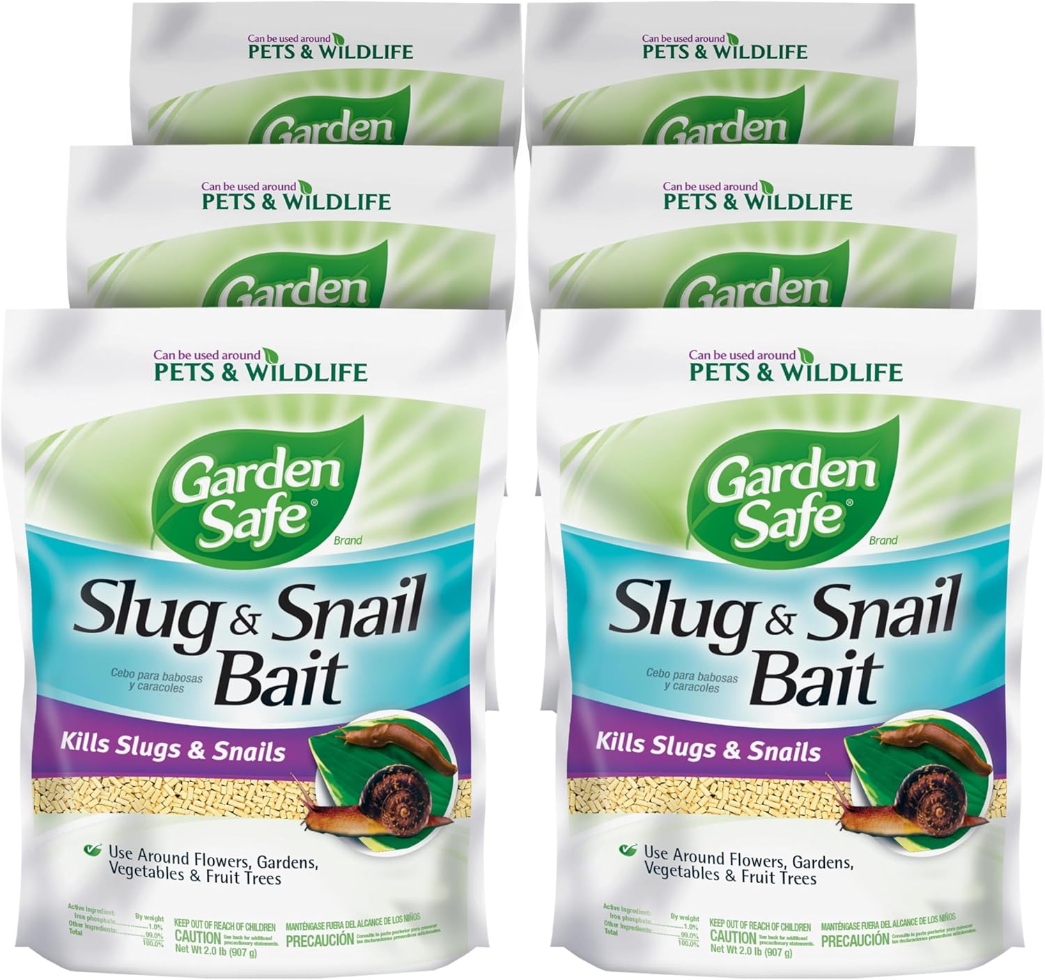 Garden Safe Brand Slug & Snail Bait Granules, 2 Pounds, Slugs & Snails Begin to Die Within 3 to 6 Days, Can Be Used Around Pets & Wildlife, For Lawns, Gardens & Greenhouses, 1 Pack