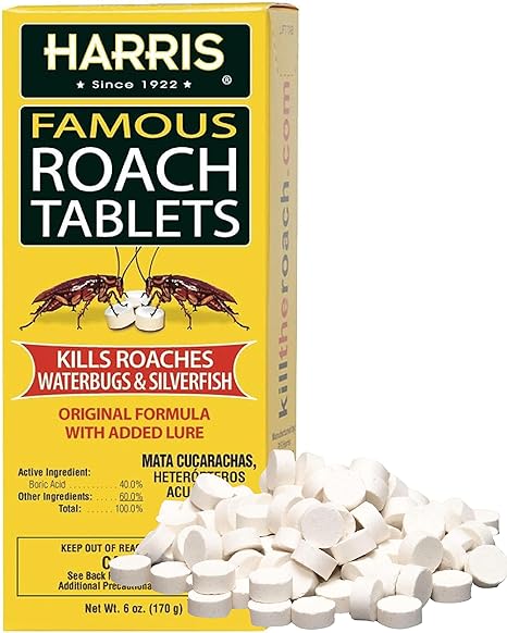 Harris Roach Tablets, Boric Acid Roach and Insects Killer with Lure, Alternative to Bait Traps (6oz, 145 Tablets), Yellow