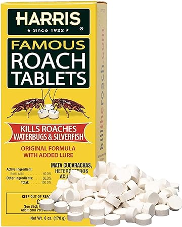 Harris Roach Tablets, Boric Acid Roach and Insects Killer with Lure, Alternative to Bait Traps (6oz, 145 Tablets), Yellow