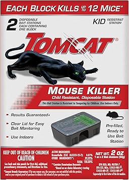 Tomcat Mouse Killer Child Resistant, Disposable Station, 2 Pre-Filled Ready-To-Use Bait Stations