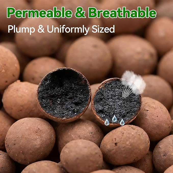 Zeedix 1QT Leca Clay Pebbles for Plants, 4mm-16mm Clay Balls Hydroton Leca Balls for Hydroponic Growing Gardening Orchids Drainage Decoration Aquaponics