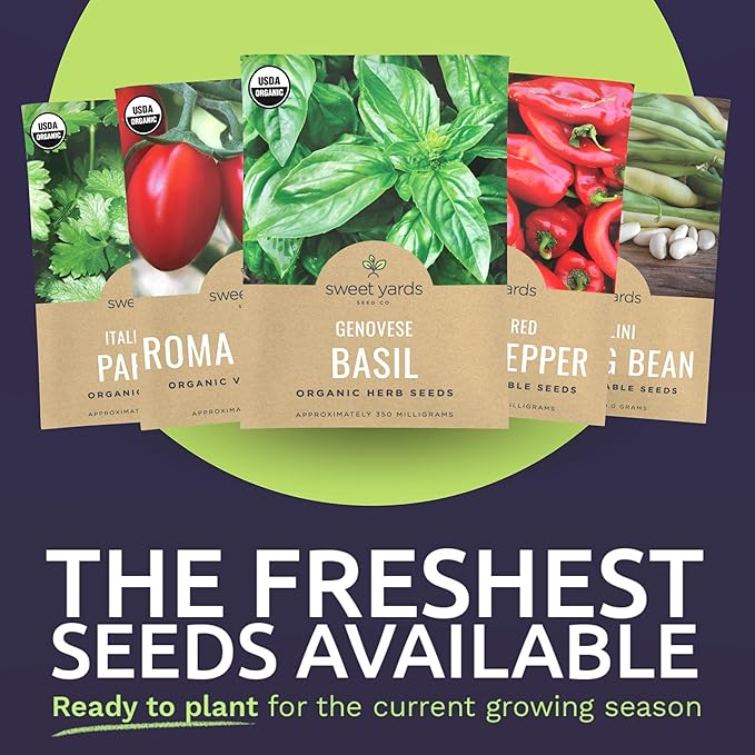 Organic Italian Garden Seeds Variety Pack - 12 Individual Packs - 2026 Season - Genovese Basil, Italian Giant Parsley, Chioggia Beet & More! for Indoor & Outdoor Planting (Non-GMO, Certified Organic)