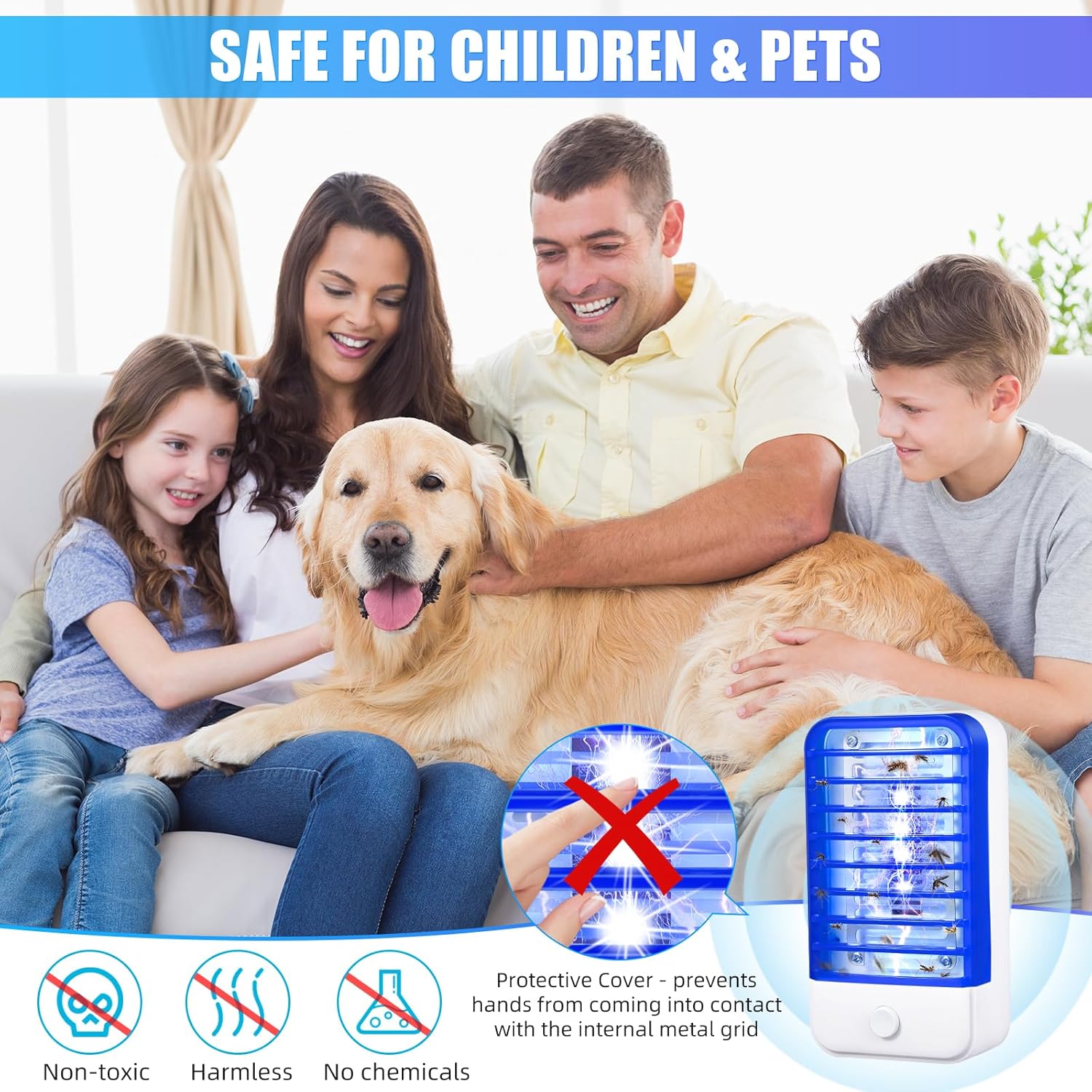 2026 Upgraded Bug Zapper Indoor Mosquito Zapper Mosquito Killer with Bug Lights Electronic Fly Trap Insect Killer for Living Room, Bedroom, Baby Room, Kitchen, Office,6 Pack