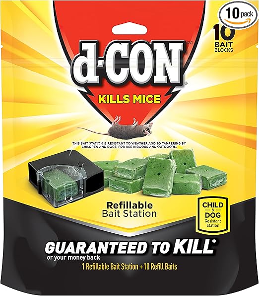 D-Con Refillable Corner Fit Mouse Poison Bait Station Refills, 10 Count