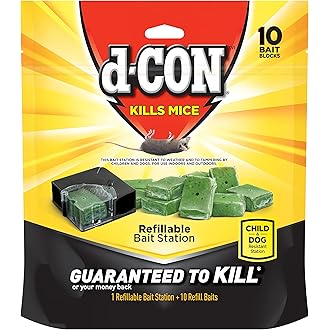 d-Con Corner Fit Mouse Poison Bait Station with 1 Trap and Bait Refills, Plain, 20 Count