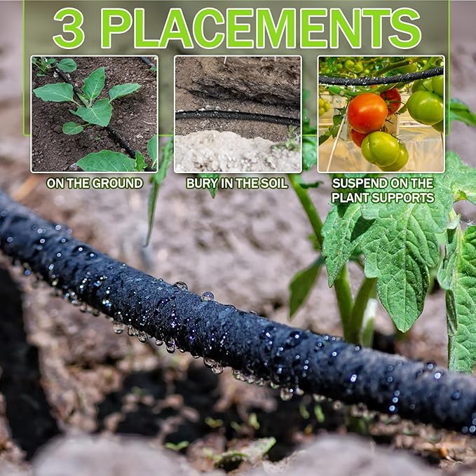 100 ft 1/4 Inch Soaker Hose 50 ft 1/2 Inch Drip Irrigation Tubing with Hose Connector Accessories Drip Irrigation System for Watering Garden Planters Flower Vegetable Lawn Yard