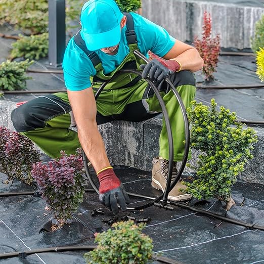 Yaomiao 394 ft Drip Irrigation System Kit, 1/2 Inch Hose 1/4 Inch Distribution Tubing Drip Emitters Adjustable Misting Nozzle Barbed Fittings Patio Misting Plant Watering System for Garden Yard Lawn