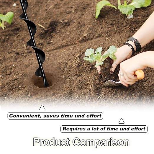1.7"x15" Garden Auger Drill Bit for Planting Solid Shaft Bulb Auger, Heavy Duty Garden Spiral Drill Bit for Auger Post Hole Digger, 3/8” Hex Drive Drill