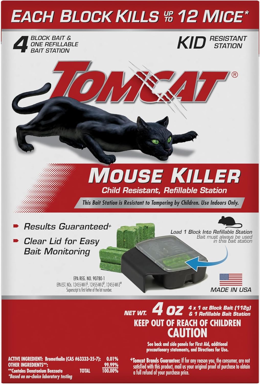 Tomcat Mouse Killer Child Resistant, Disposable Station, 2 Pre-Filled Ready-To-Use Bait Stations