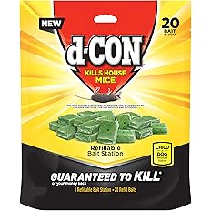 d-CON Refillable Corner Fit Mouse Poison Bait Station, 1 Trap + 20 Bait Refills