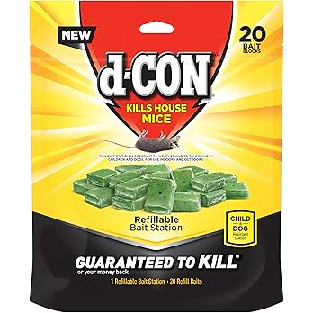 d-CON Refillable Corner Fit Mouse Poison Bait Station, 1 Trap + 20 Bait Refills