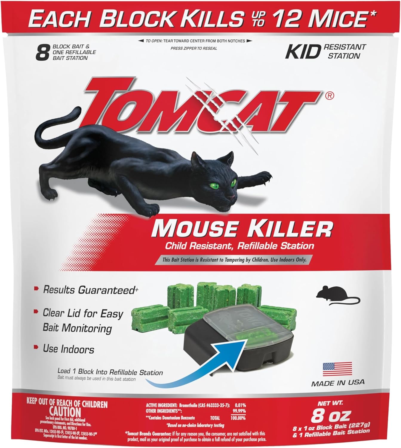 Tomcat Mouse Killer Child Resistant, Disposable Station, 2 Pre-Filled Ready-To-Use Bait Stations