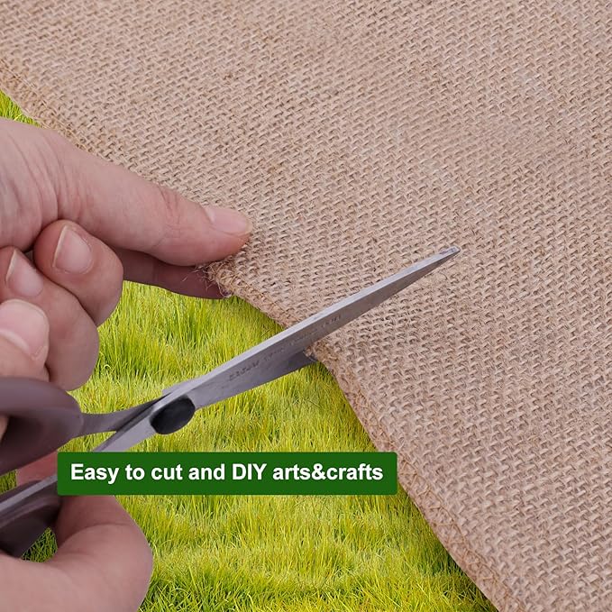 Agfabric 23.6in x20 Feet Natural Burlap Fabric Roll,Gardening Burlap Roll,High Density Jute Material for Winter Plants Tree Cover Protection,Weed Barrier,Decorations,Crafts