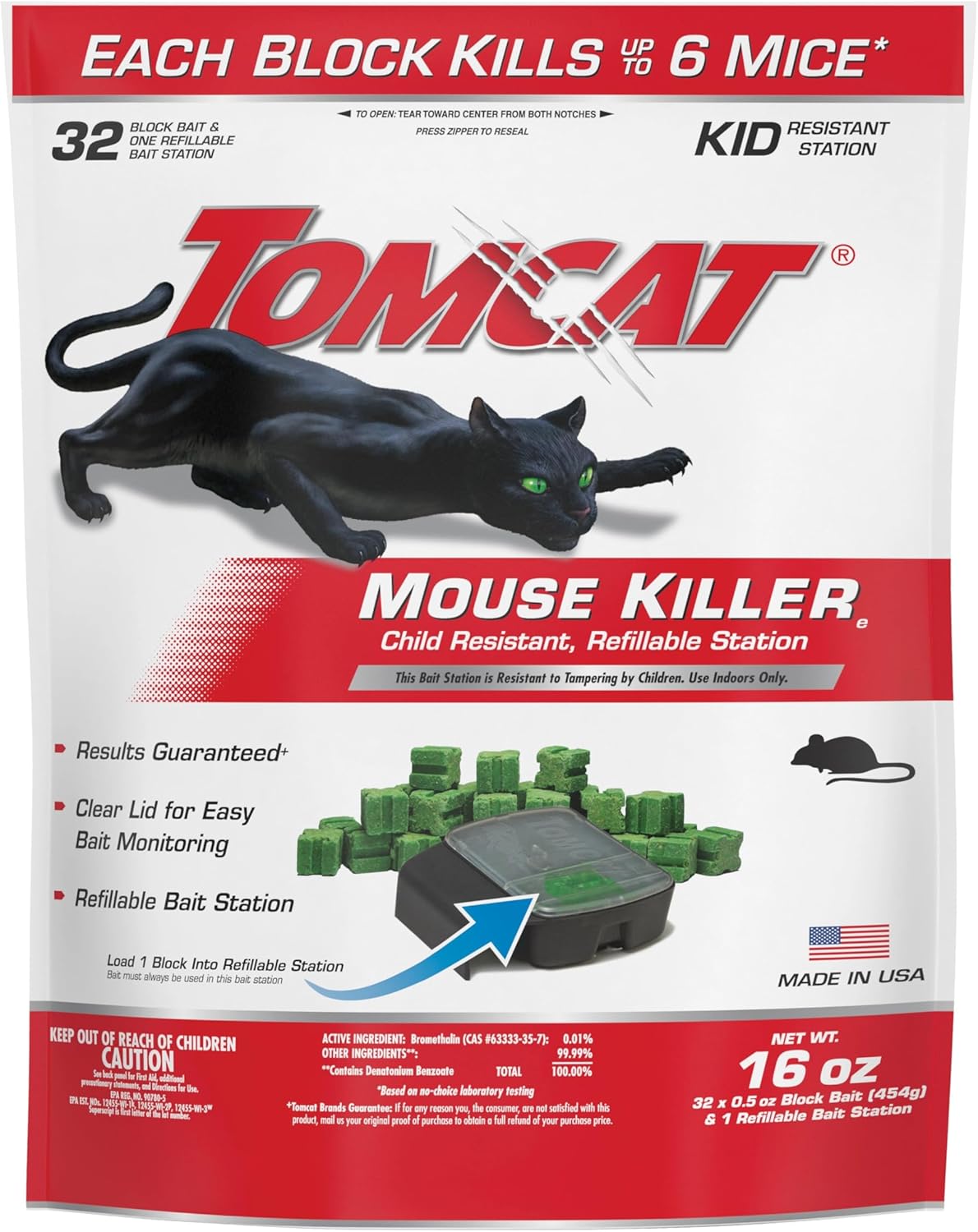Tomcat Mouse Killer Child Resistant, Disposable Station, 2 Pre-Filled Ready-To-Use Bait Stations