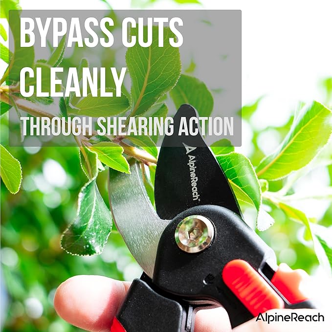 AlpineReach Bypass Pruning Shears for Gardening, Sharp Ergonomic Pruners, Heavy Duty High Carbon Steel Blade Plant Cutting Clippers, Adjustable Soft Handle for Small & Large Hands, Secateurs, Gift