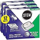 STEM Liquid Ant Baits, Kills The Queen and Colony, for Indoor Use, 8 Spill Proof Bait Stations