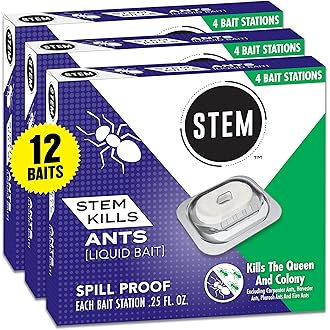 STEM Liquid Ant Baits, Kills The Queen and Colony, for Indoor Use, 8 Spill Proof Bait Stations