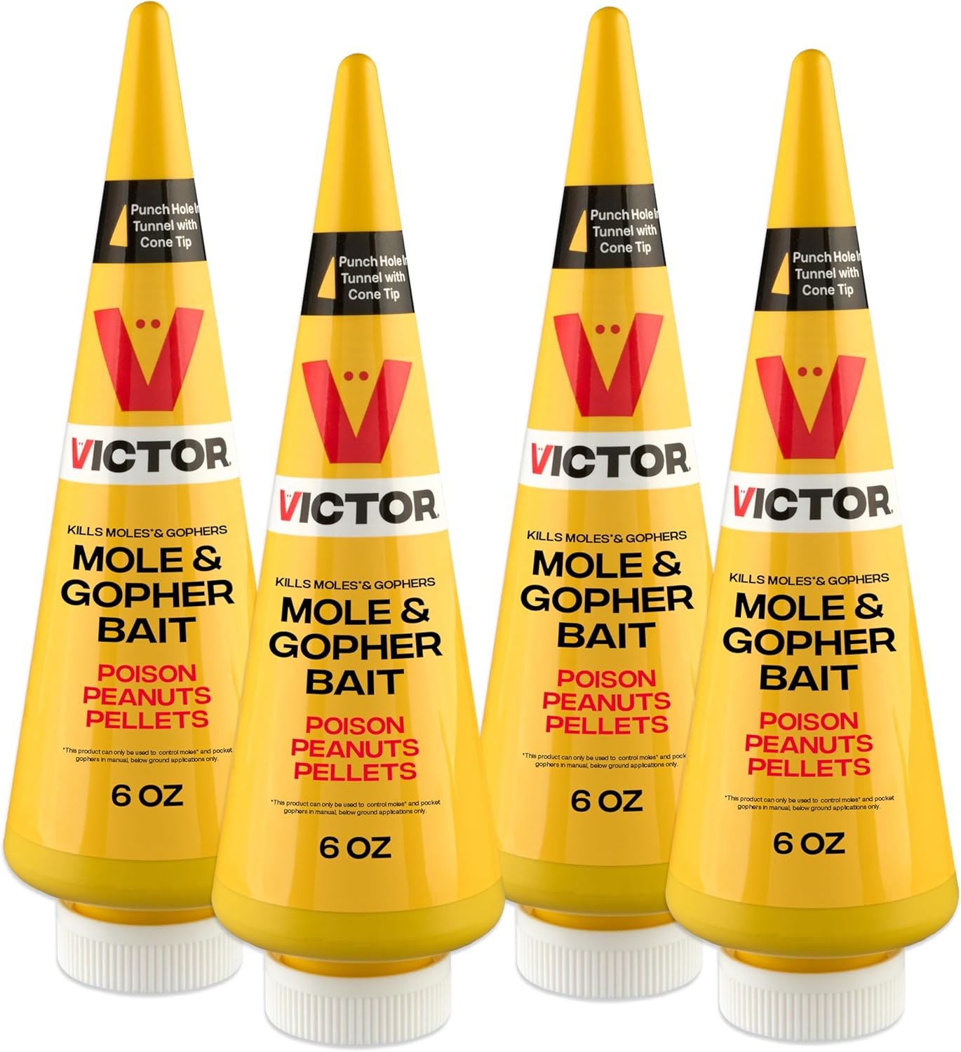 Victor M6006 Outdoor Mole & Gopher Poison Peanuts, Mole and Gopher Killer Bait, 4 Pack
