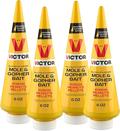 Victor M6006 Outdoor Mole & Gopher Poison Peanuts, Mole and Gopher Killer Bait, 4 Pack