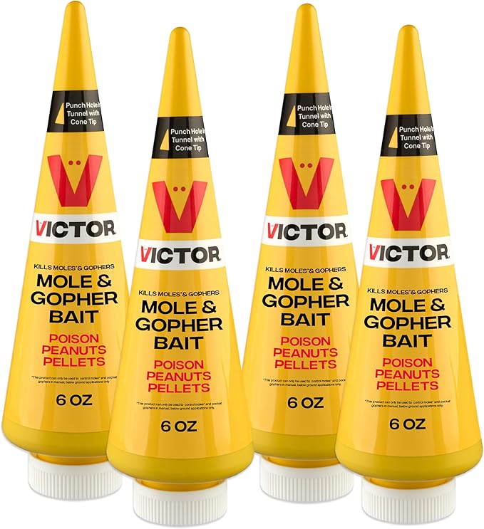 Victor M6006 Outdoor Mole & Gopher Poison Peanuts, Mole and Gopher Killer Bait, 4 Pack