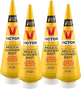 Victor M6006 Outdoor Mole & Gopher Poison Peanuts, Mole and Gopher Killer Bait, 4 Pack