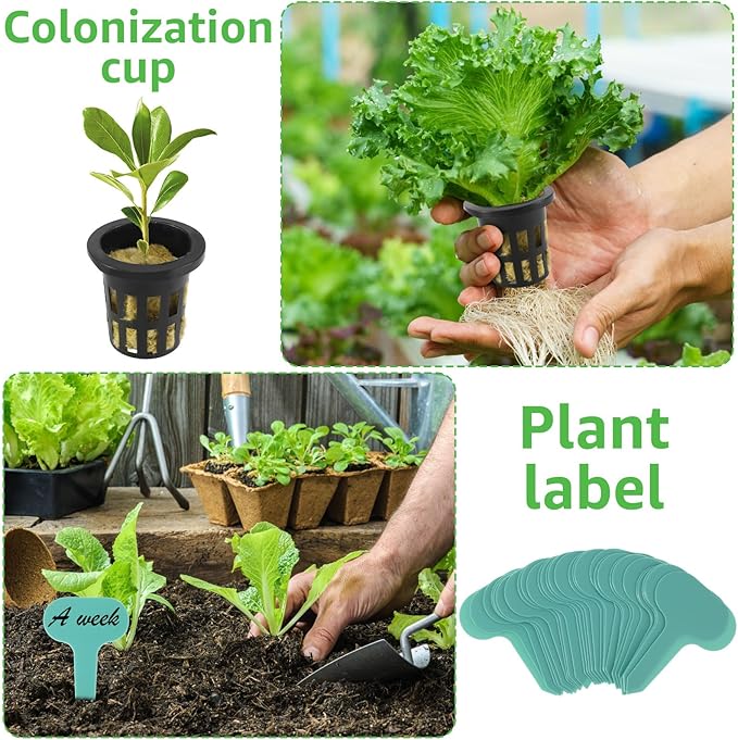 1.5inch Hydroponics Cubes, 72 Set Cubes with 72 Net Cups 30 Label, Good Absorption Hydroponics Mesh Net Cup Kit for Hydroponics Soilless Cultivation Seedlings Cuttings Clone Plants