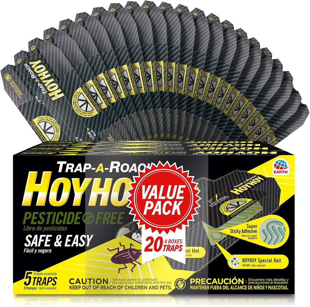 HOY HOY Trap A Roach - Bait Glue Traps, Great for Home with Kids & Pets Indoor, Sticky Pest Control Trap, Roach Killer, Made in Japan 5 Traps