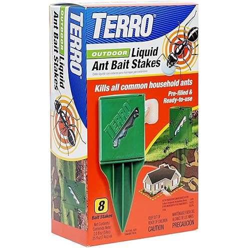 TERRO T1804-6 Outdoor Ready-to-Use Liquid Ant Bait Killer and Trap - Kills Common Household Ants - 4 Bait Stations