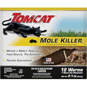 Tomcat Mole Killer(a), Ready-to-Use Worm Bait Strips that Mimic Earthworms, Kills Moles in One Feeding, 10 pk.
