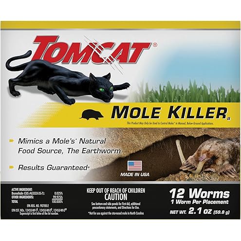 Tomcat Mole Killer(a), Ready-to-Use Worm Bait Strips that Mimic Earthworms, Kills Moles in One Feeding, 10 pk.