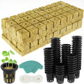 1.5inch Hydroponics Cubes, 72 Set Cubes with 72 Net Cups 30 Label, Good Absorption Hydroponics Mesh Net Cup Kit for Hydroponics Soilless Cultivation Seedlings Cuttings Clone Plants
