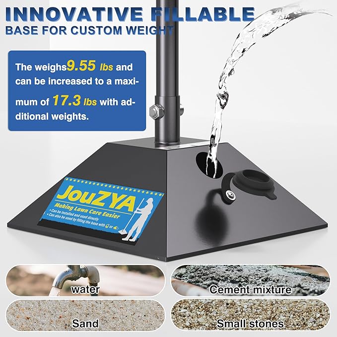 Tamper Tool with 10"x10" Compactor Plate & Fillable Steel Base, 49" All-Steel Handle, Adjustable Height, Ergonomic Grip for Soil, Asphalt, Gravel & Paver Compaction (10IN)