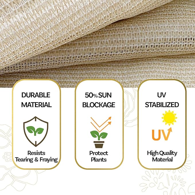 4-Pack of Posts with A 4' x 8' Sunshade Cover for Plants – 50% Shade Cloth with Stainless-Steel Grommets for Garden Sun Shade, Greenhouse, Chicken Coop, Dog Kennel