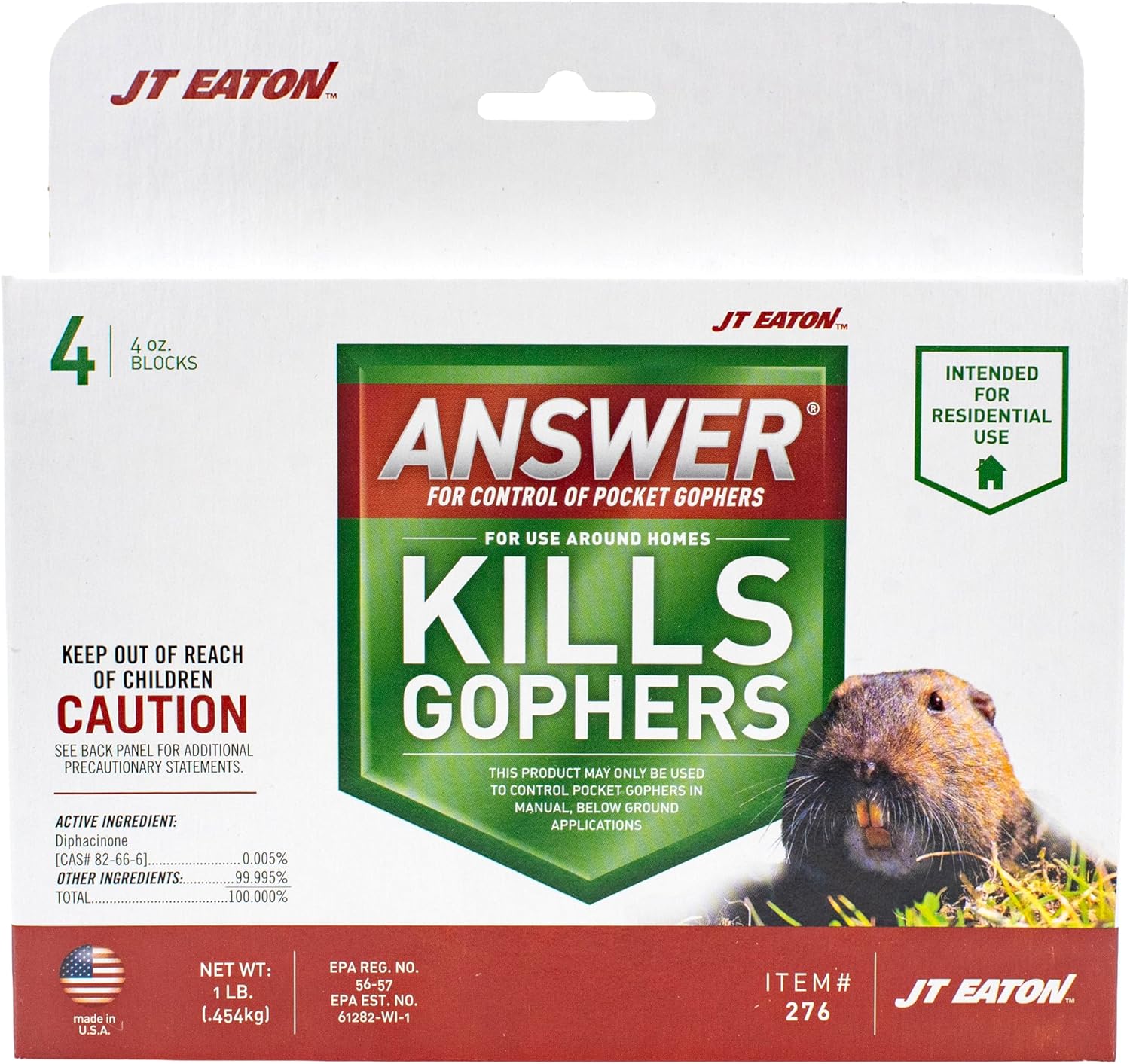 Answer Pocket Gopher Control – 16oz Rodenticide Bait for Effective Pocket Gopher Management, Easy-to-Use, Long-Lasting Protection