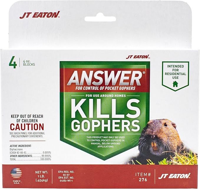 Answer Pocket Gopher Control – 16oz Rodenticide Bait for Effective Pocket Gopher Management, Easy-to-Use, Long-Lasting Protection